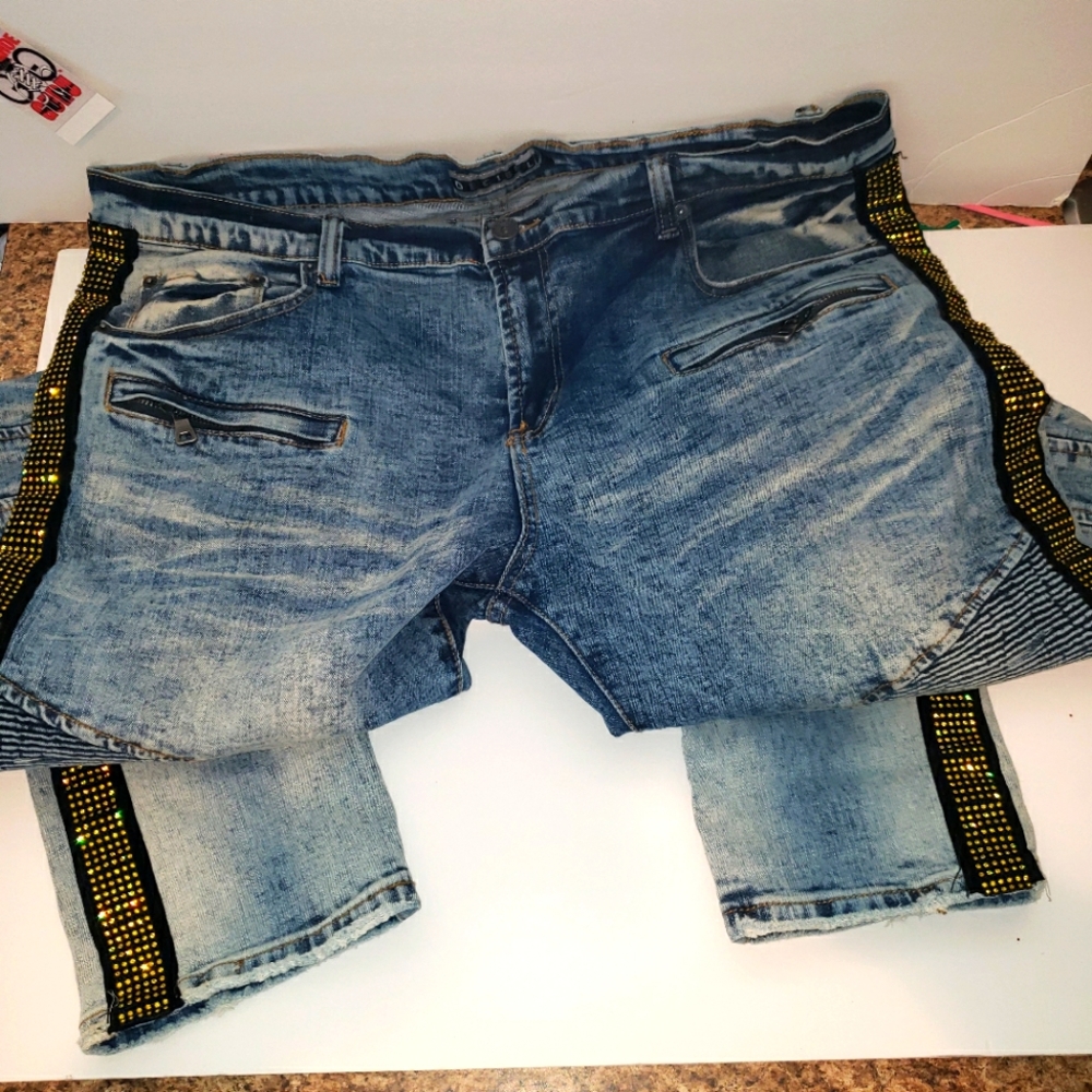 Decibel Rhinestoned Denim pants